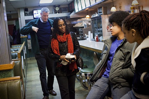 Bill de Blasio, Chirlane McCray. and their children, Dante and Chiara