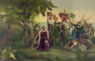 columbus lands in America painting Columbus Day