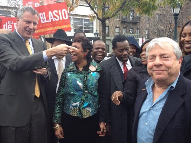 brooklyn borough president marty markowitz with nyc mayor bill de blasio