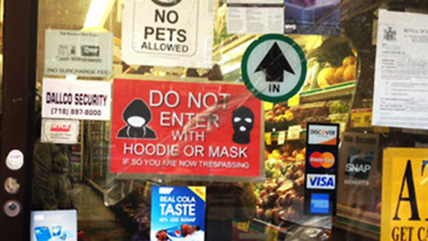 no hoodies sign