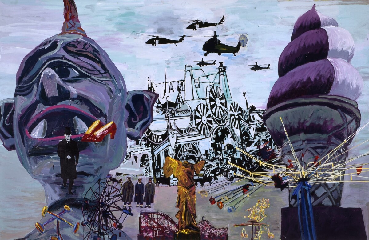 Arnold Mesches (American, born 1923). Anomie 1991: Winged Victory, 1991. Acrylic on canvas, 92 x 135 in. (233.7 x 342.9 cm). The San Diego Museum of Art; Museum purchase with partial funding from the Richard Florsheim Art Fund, 1993.1. © 2013 Arnold Mesches
